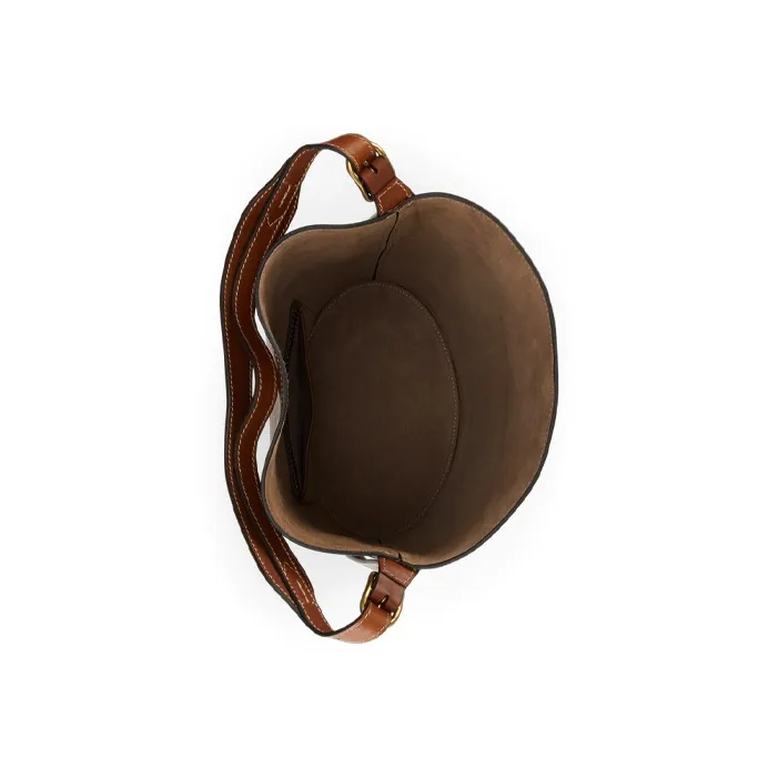 Polo Ralph Lauren Bellport Cow Leather Bucket Bag Portable Crossbody Bag Shoulder Bag Women's Brown-3