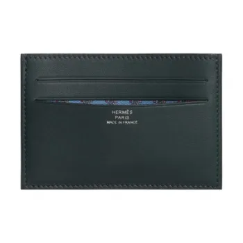HERMES Citizen Twill Swift Calfskin Card Holder Regular Men's Green