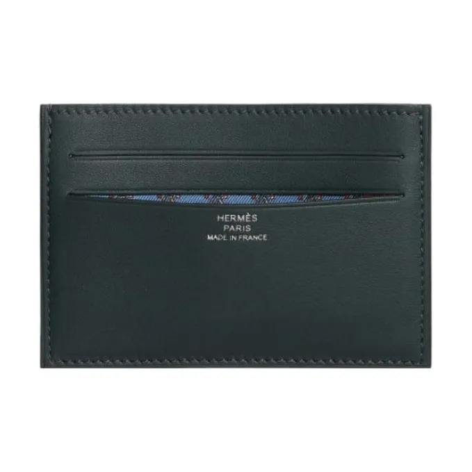 HERMES Citizen Twill Swift Calfskin Card Holder Regular Men's Green-0