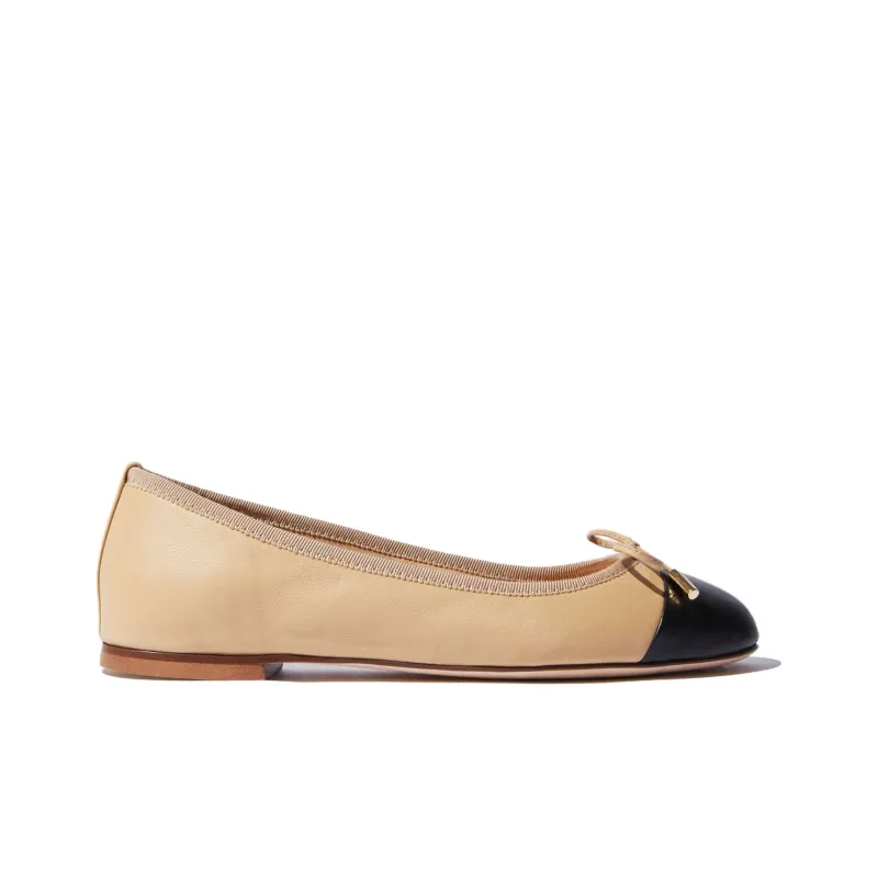 SCAROSSO Contrasting toecap Leather Ballerina Shoes Women's-1