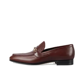 GUCCI Horsebit Loafers Men Red Brown