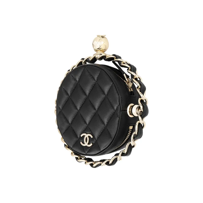 CHANEL 22c Early Spring Lambskin Clutch, Coin Purse, Shoulder Bag, Crossbody Bag Women's Black-2