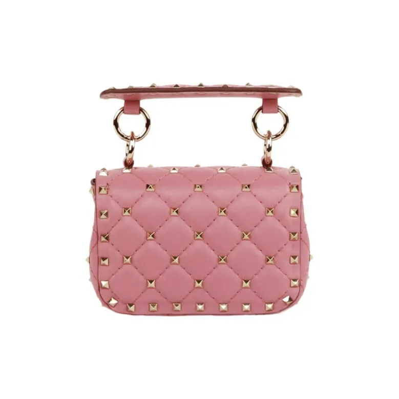 Valentino Cow Leather Handbag Unisex Pink-3