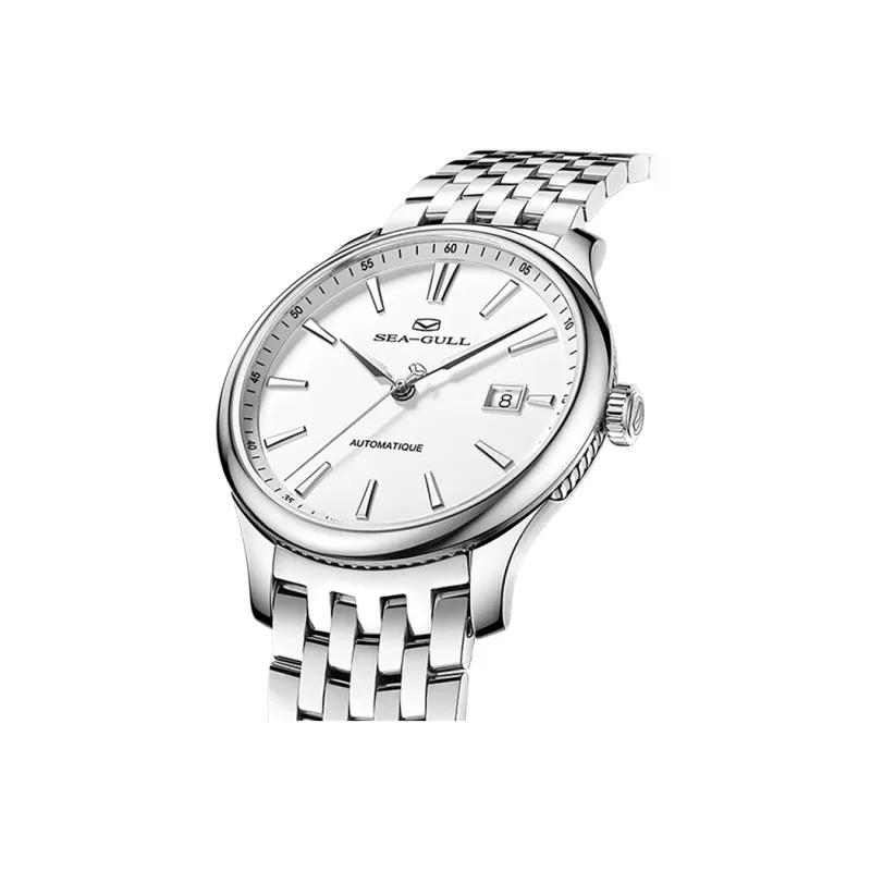 Sea Gull Business Formal Collection Automatic Mechanical Movement Steel Strap Watch Men's Watches White Dial-2