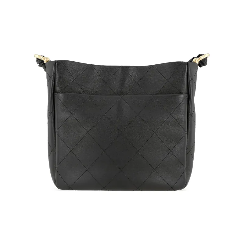 CHANEL Calfskin With Gold Tone Metal Handbag, Shoulder Bag Medium Size Women's Black-2