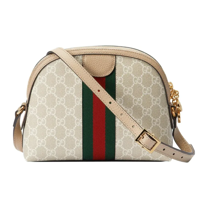 GUCCI Ophidia Canvas With Leather Canvas Bag Crossbody Bag Small Size Women's Beige/White-6