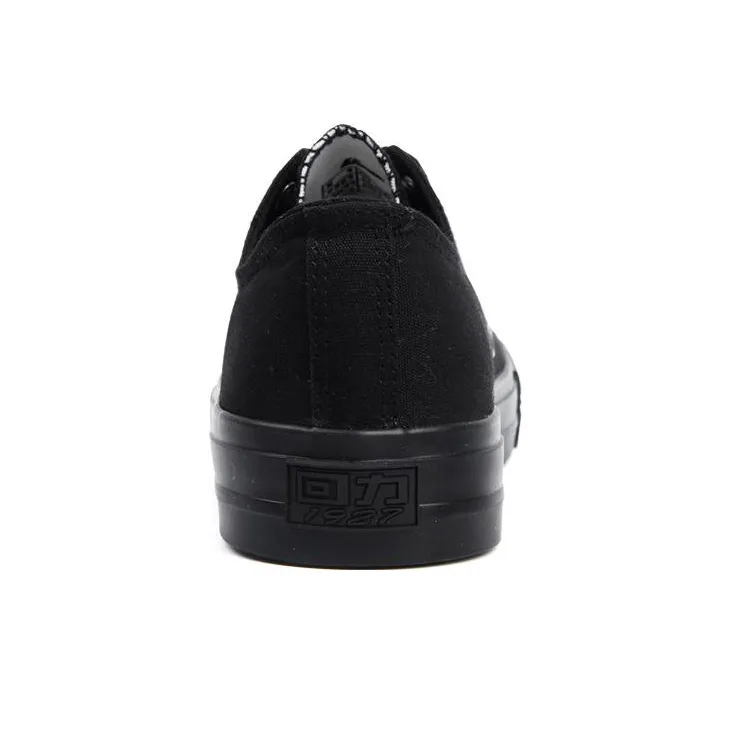 Warrior Slip Resistant Breathable Low Top Canvas Shoes Unisex All Black-3