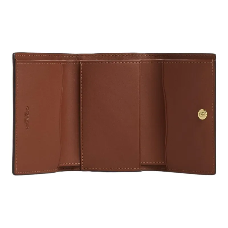 COACH Micro Coated Canvas With Smooth Leather Coin Purses Wallets Mini Women's Red Brown-1