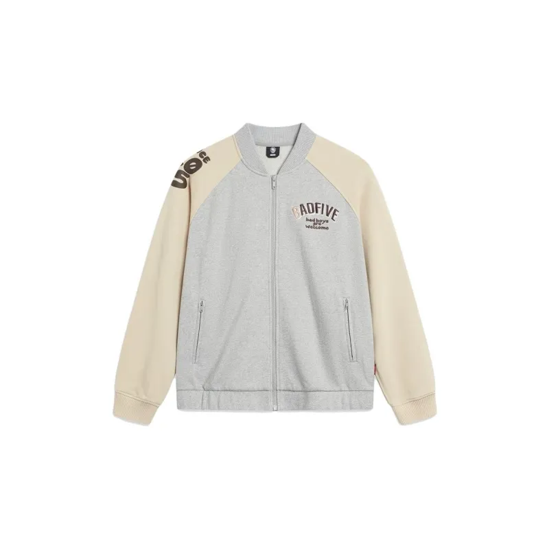 LiNing Badfive Baseball Jacket Men's Floral Gray Dusty Khaki-1