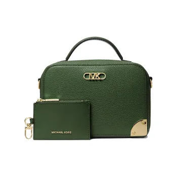 MICHAEL KORS Litchi Grain Leather Shoulder Bag, Crossbody Bag Small Size Women's Dark Green