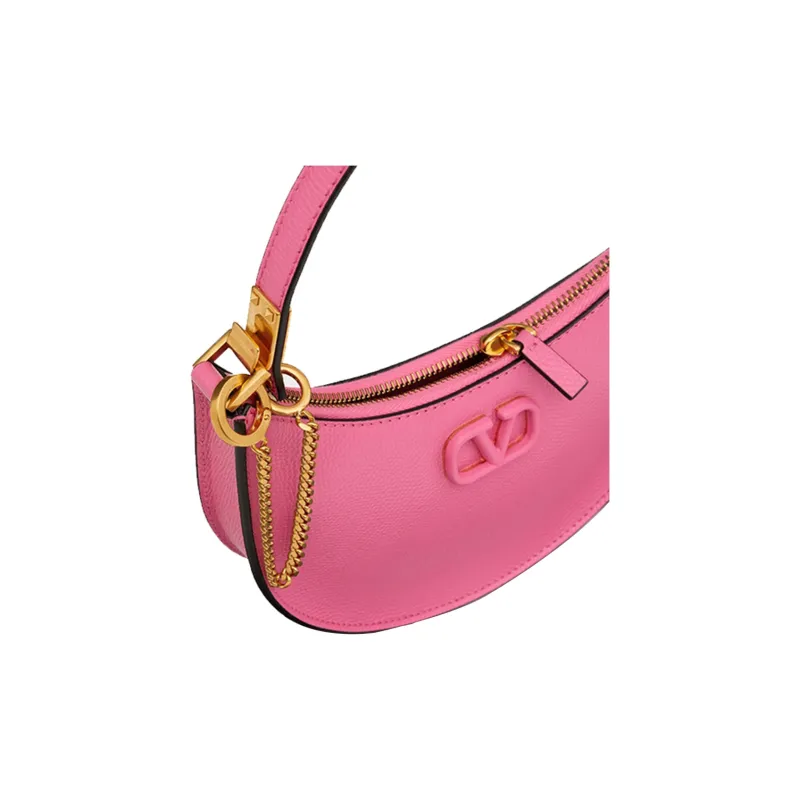 Valentino Vlogo Grained Calfskin HOBO Bag Shoulder Bags Handbags Mini Women's Pink-4