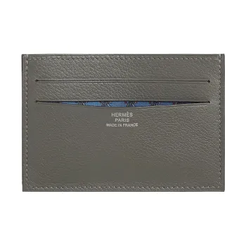 HERMES Citizen Twill Evergrain Calfskin Card Holder Regular Unisex Mauve Gray