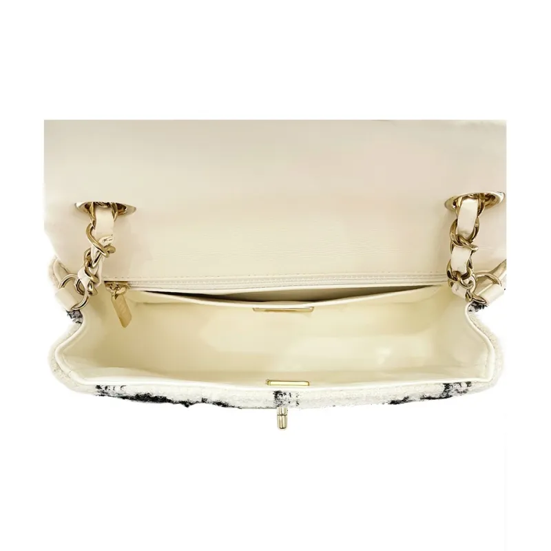 CHANEL Cotton Wool Suede Blend Flap Bag, Crossbody Bag, Shoulder Bag Mini Women's White-2
