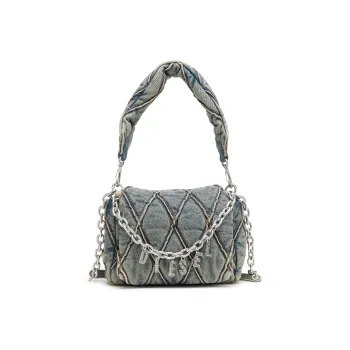 DIESEL Cotton One Shoulder Handbag Small Size Women's Dark Blue