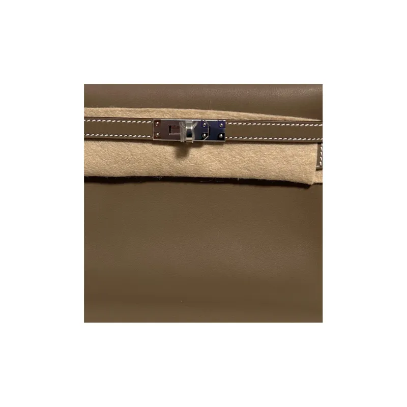 HERMES Kelly Danse Swift Leather One Shoulder Crossbody Clutches Regular Women's Elephant Gray-4