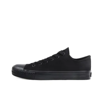 Warrior Slip Resistant Breathable Low Top Canvas Shoes Unisex All Black