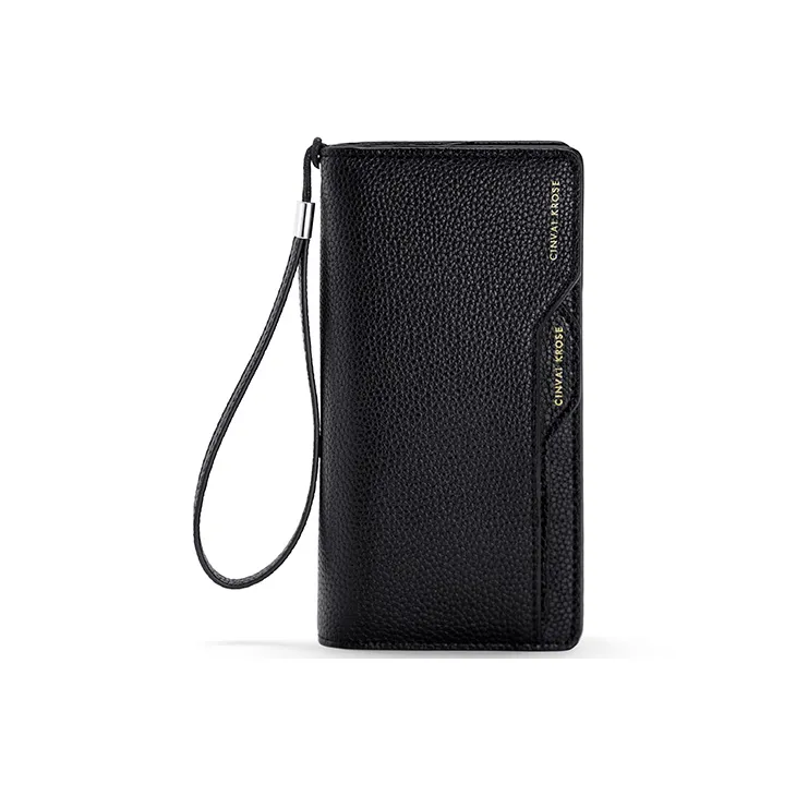Simvay Clos Cow Leather With Synthetic Leather Coin Purse 2 in 1 Clutch Wallet Card Holder Wallet Men's Black/Coffee-1