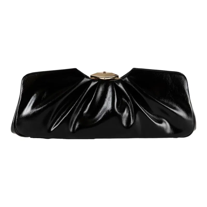 Elisabetta Franchi Synthetic Leather Clutch Large Size Women's Black-0