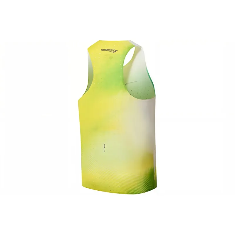 Saucony Tank Tops Men's Dazzling Color Yellow Green Combo-2