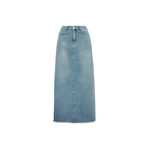 Little pull Denim Long Skirts Women's Light Blue