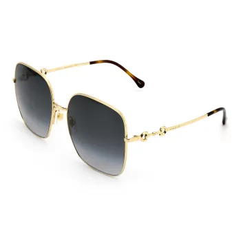 GUCCI Women's Horsebit Vintage Metal Square Sunglasses Grey