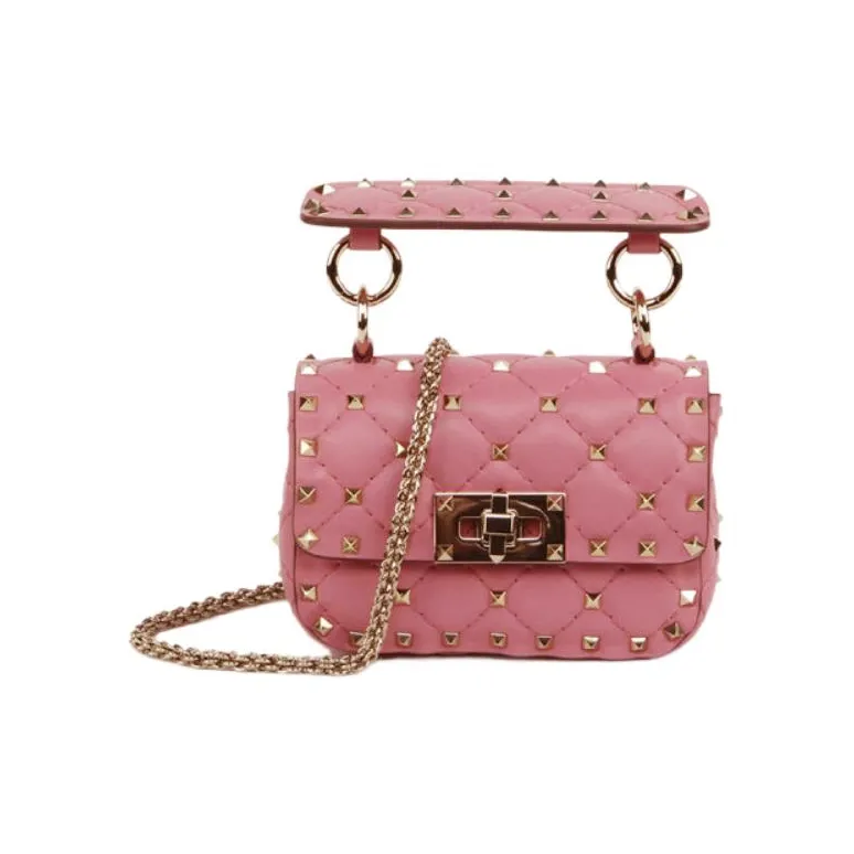 Valentino Cow Leather Handbag Unisex Pink-2