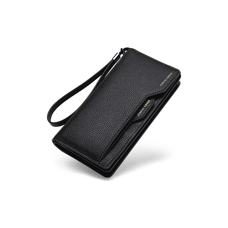 Simvay Clos Cow Leather With Synthetic Leather Coin Purse 2 in 1 Clutch Wallet Card Holder Wallet Men's Black/Coffee-4