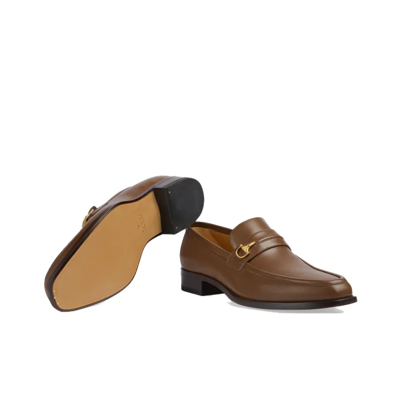 GUCCI Horsebit Loafers Men's Brown-5