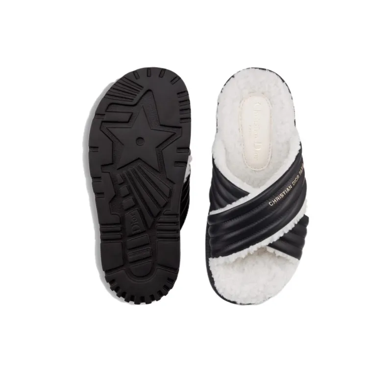 DIOR D-Cross Rubber Sole Slide Slippers Women's Black White-5