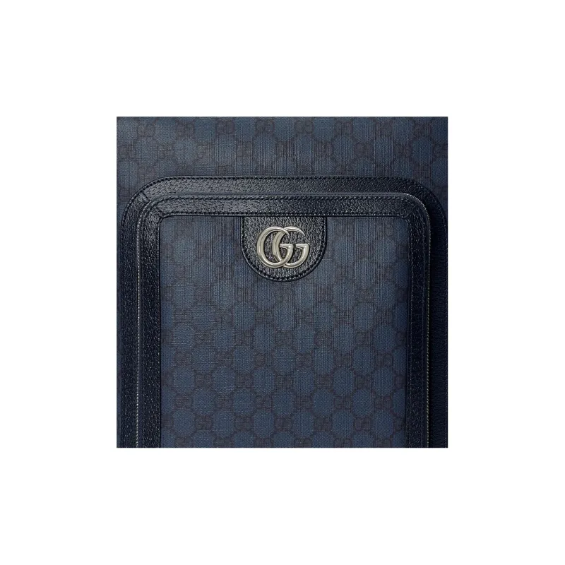 GUCCI Canvas With Leather Trim Backpack Medium Size Men's Blue/Black-7