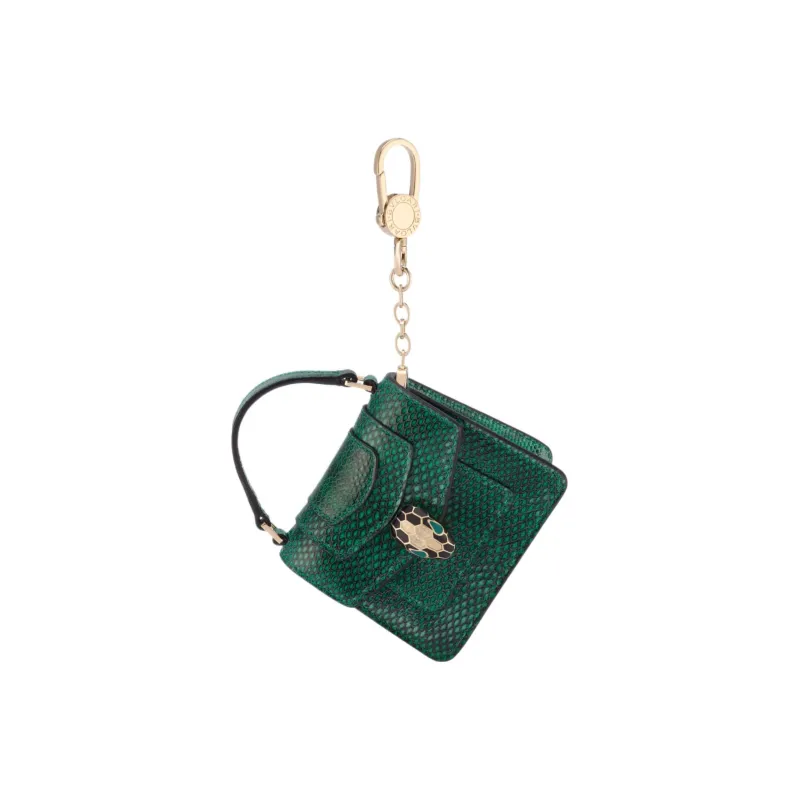 BVLGARI Serpenti Forever Calfskin Handbag Pendant Bag Accessory Extra Mini Unisex Green-2