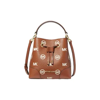 MICHAEL KORS Mercer Leather Bucket Bag Handbag Shoulder Bag Crossbody Bag Small Size Women's Brown