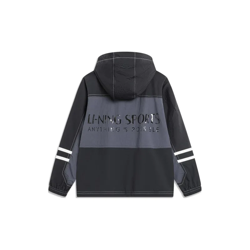 LiNing Sports Trend Series Trench Coat Men's Ebony Black Black-1