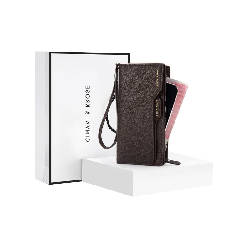 Simvay Clos Cow Leather With Synthetic Leather Coin Purse 2 in 1 Clutch Wallet Card Holder Wallet Men's Black/Coffee-6