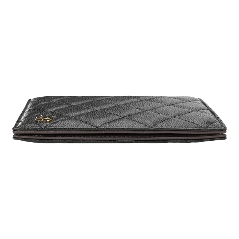 CHANEL Grain Litchi Grain Cow Leather Passport Holder Card Holder Card Case Women's Black-3