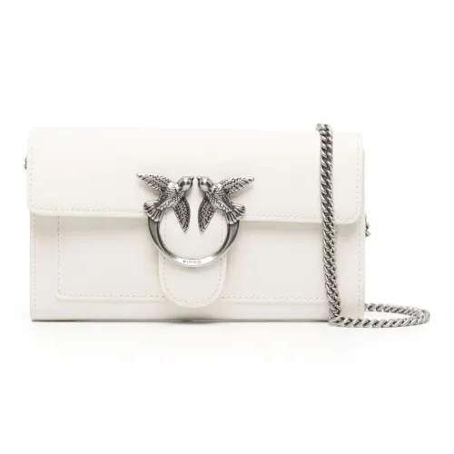PINKO SIMPLY Calfskin Wallet Crossbody Bag Shoulder Bag Women's White