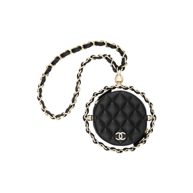 CHANEL 22c Early Spring Lambskin Clutch, Coin Purse, Shoulder Bag, Crossbody Bag Women's Black-1