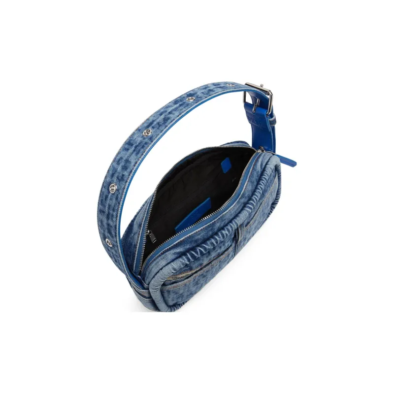 DIESEL Cotton With Polyurethane Fanny Pack, One Shoulder Handbag Mini Women's Blue-4