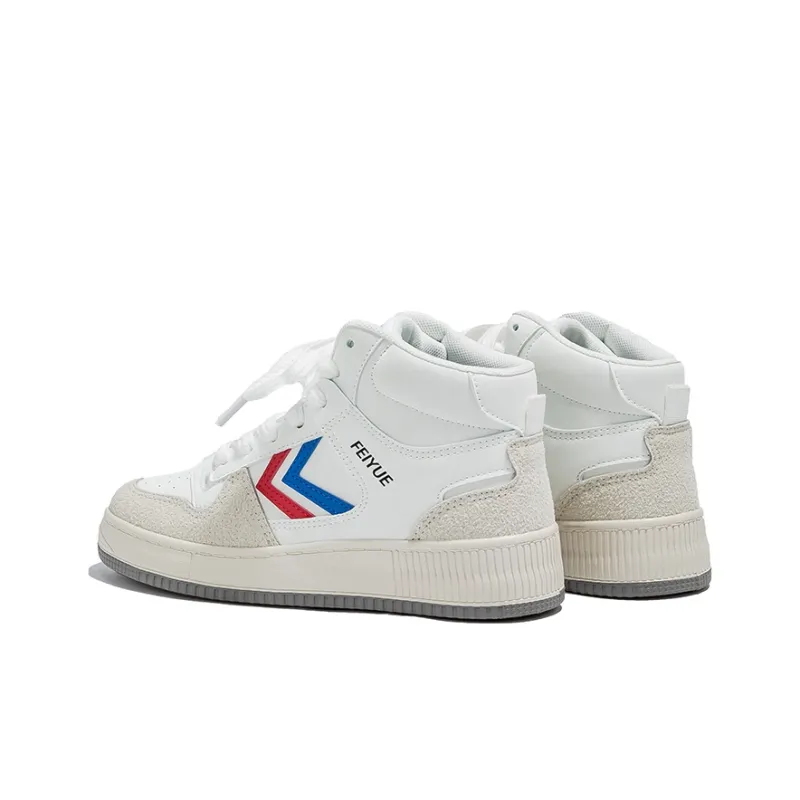 Feiyue Anti-Slip And Wear-Resistant Breathable High-Top Skateboard Shoes Unisex White Red Blue-2