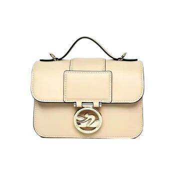 LONGCHAMP BOX TROT Calfskin Baguette Bag Shoulder Bag Crossbody Bag Extra Small Women's Straw Yellow