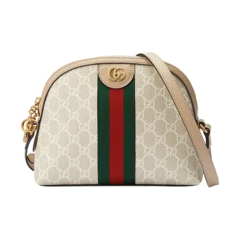 GUCCI Ophidia Canvas With Leather Canvas Bag Crossbody Bag Small Size Women's Beige/White