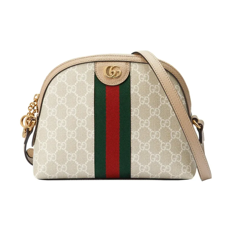 GUCCI Ophidia Canvas With Leather Canvas Bag Crossbody Bag Small Size Women's Beige/White-0