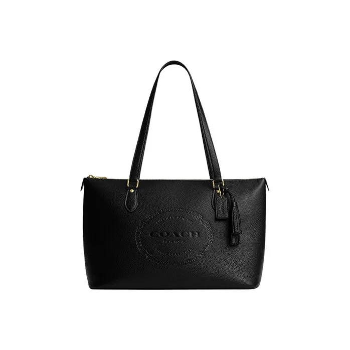 COACH Gallery Leather Tote Bag Shopping Bag Handbag Shoulder Bag Women's Black-0