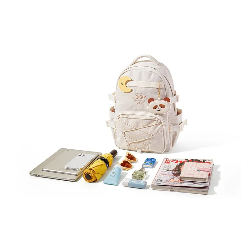 Sound For Life Polyester Backpack Large Size Women's Ecru-4