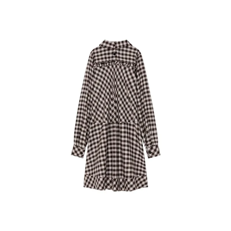 KENZO Gingham-Check Ruffle Hem Midi Dress-1