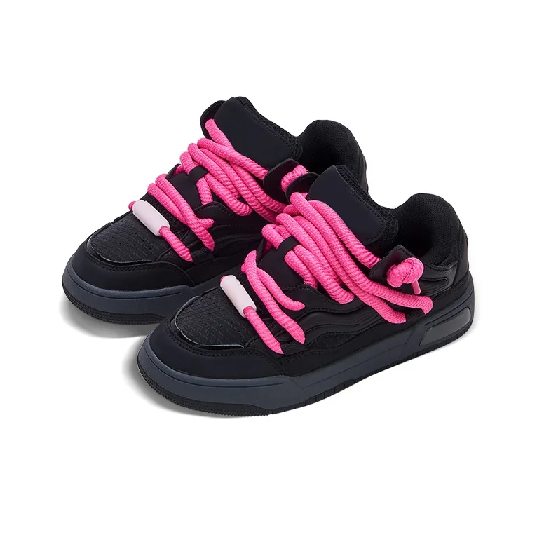 KARLIE KELLER Coverage Height Increasing Support Wear Resistant Low Top Casual Shoes Unisex Pink Black-2