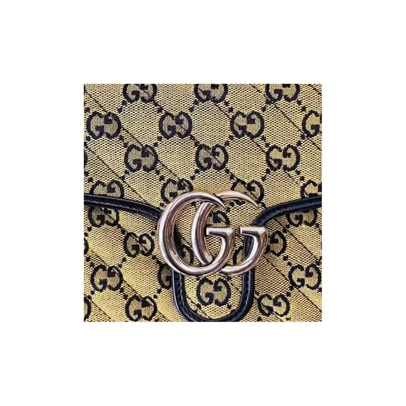 GUCCI GG Marmont Canvas With Leather Canvas Bag Shoulder Bag Crossbody Bag Handbag Mini Women's Brown/Black-4