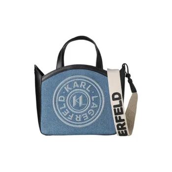 KARL LAGERFELD Cow Leather Shoulder Bag Crossbody Bag Handbag Medium Size Women's Light Blue