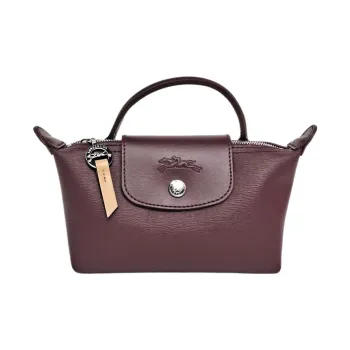 LONGCHAMP Le Pliage City Coated Canvas With Leather Dumpling Bag Handbags Women's Dark Purple
