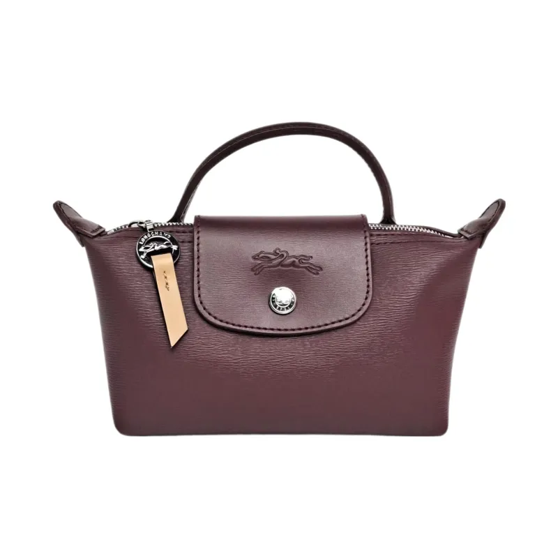 LONGCHAMP Le Pliage City Coated Canvas With Leather Dumpling Bag Handbags Women's Dark Purple-0